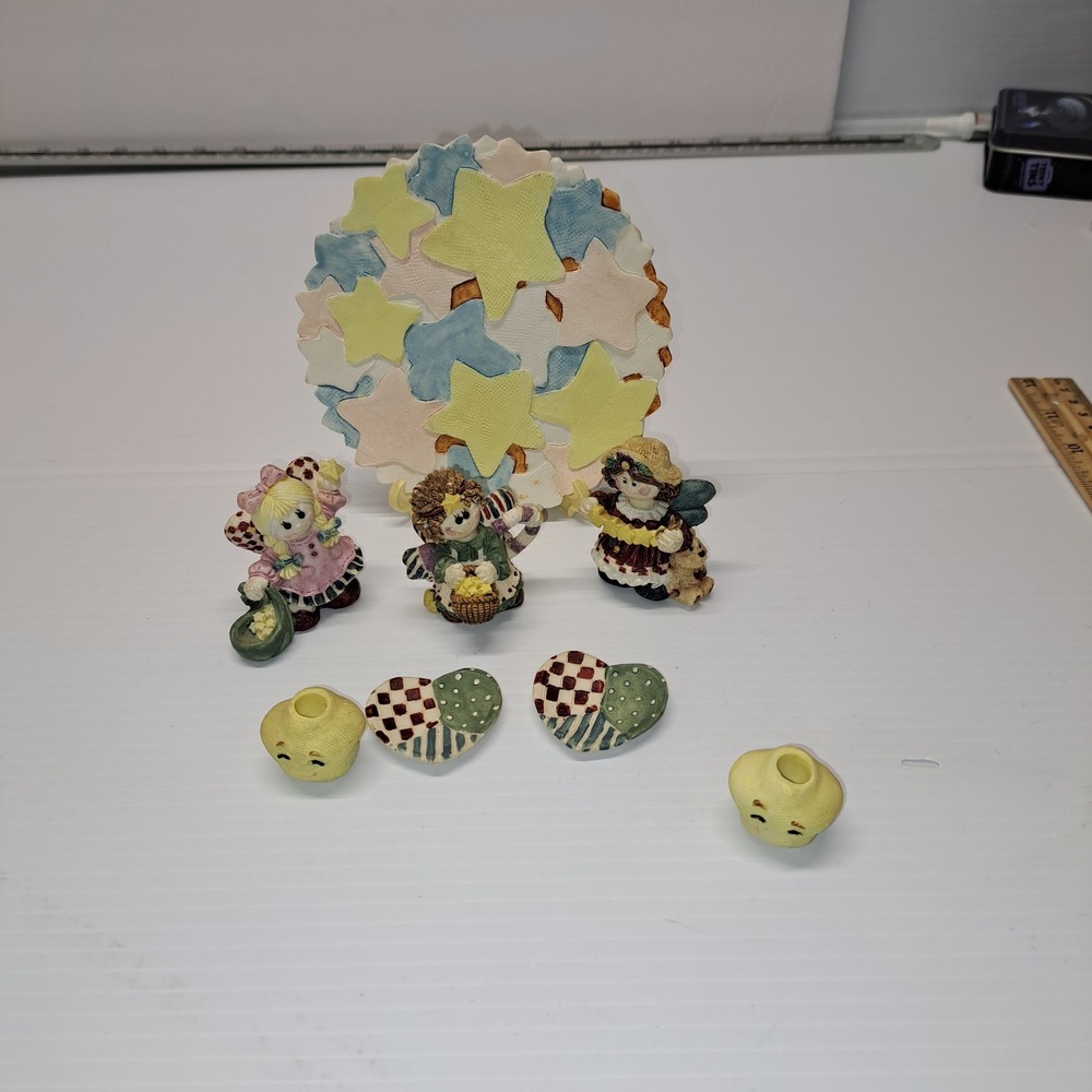 Unbranded Resin‎ Figurine Set Unisex OS Multicolor Good Stars Hearts Angels 6pc